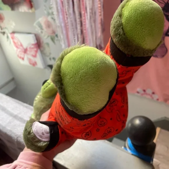 Build a bear zombie bear Green Plush Bear with Orange Pumpkin Pajamas - Picture 2 of 4